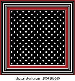 Vintage polka dots scarf pattern. Vector patch for print, fabric, scarf design.