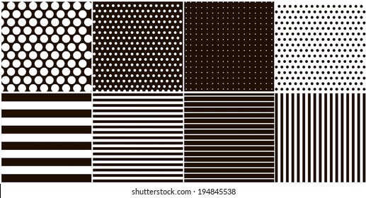 Vintage Polka Dots and stripes. Patterns set (vector version).