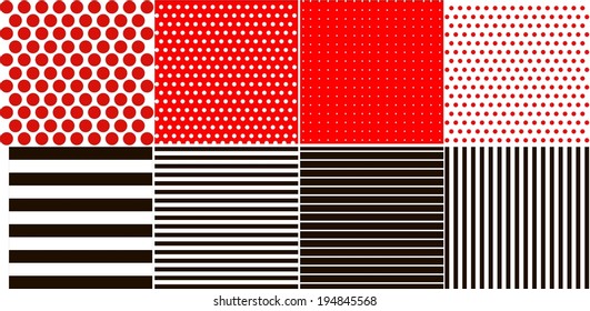 Vintage Polka Dots and stripes. Patterns set (vector version).