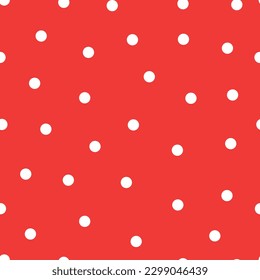 Vintage polka dots white and red pattern, colorful background - vector abstract background