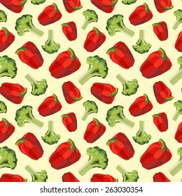 Vintage polygon pepper broccoli pattern