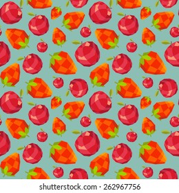 Vintage polygon strawberry apple pattern