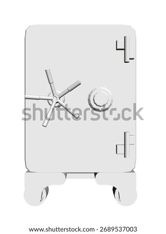 Vintage polygonal safe with key lock, animated safe deposit box in dynamic motion. The retro design features geometric shapes and metallic textures.