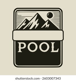 vintage pool print poster label emblem badge retro vector illustration template design