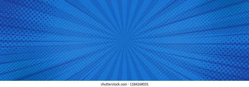 Vintage pop art blue background. Banner vector illustration.