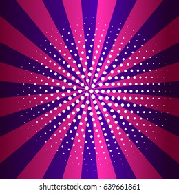 ?artoon vintage pop art card, banner, flyer with rays. Vector illustration of explosion, burst.