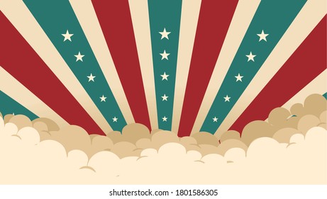 vintage Pop art comic background with cloud and star. Cartoon Vector Illustration. retro style