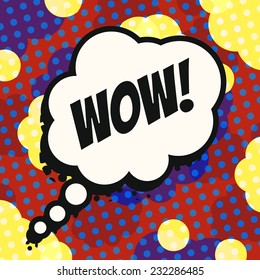 Vintage pop art comics speech bubble (wow!) in vector