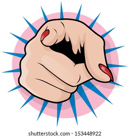 Vintage Pop Art Female Pointing Hand 