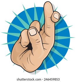 Vintage Pop Art Fingers Crossed Sign. Great illustration of Pop Art Comic Book Style Fingers Crossed Hand Sign gesturing for Good luck and Fortune. 