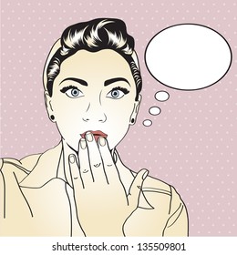 vintage pop art girl in vector format