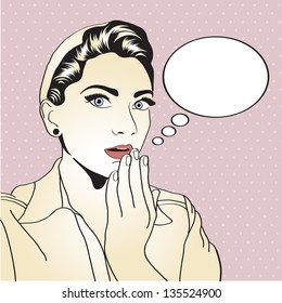 vintage pop art girl in vector format