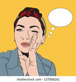 vintage pop art girl in vector format