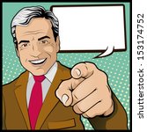 Vintage Pop Art Man with Pointing Hand 