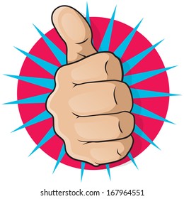 Vintage Pop Art Thumbs Up. Great illustration of pop Art comic book style Thumbs Up gesturing positive satisfaction.