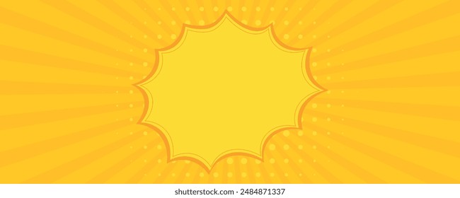 Vintage pop art yellow background. Banner vector illustration