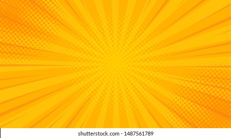 Vintage pop art yellow and orange background. Banner wallpaper vector illustration.