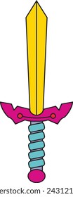 Vintage pop color espada vector icono