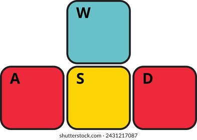 Vintage pop colour WASD vector icon