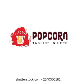 Vintage popcorn logo design with popcorn and vintage shape. Logo design Tamplet Vectors  Illustrations