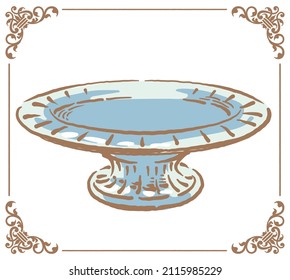 Vintage porcelain plate. Vector illustration.
