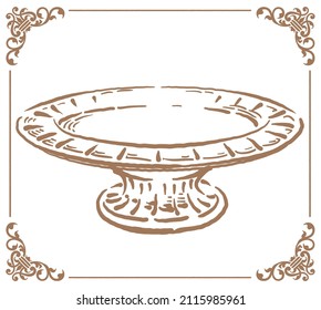 Vintage porcelain plate. Vector illustration.