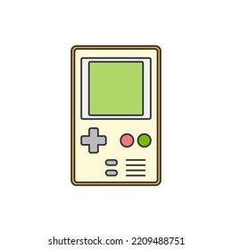 Vintage portable game console icon in line style icon, isolated on white background