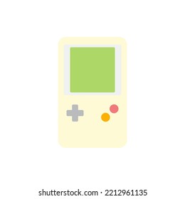 Vintage portable game console icon in color, isolated on white background 