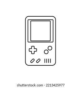 Vintage portable game console icon in line style icon, isolated on white background