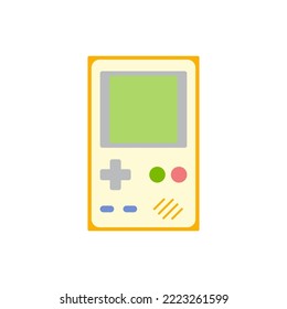 Vintage portable game console icon in color, isolated on white background 