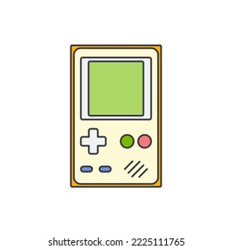 Vintage portable game console icon in color, isolated on white background 