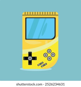 Vintage portable game console icon in color,