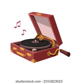 Vintage portátil gramofone dispositivo de música ilustração vetor