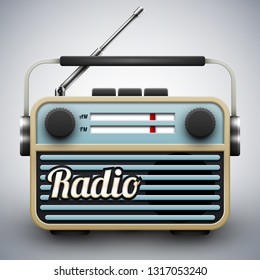 Vintage portable radio receiver, vector illustration