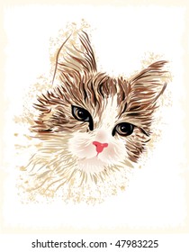 vintage portrait of the cat. Vector eps 10