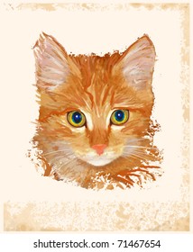 vintage portrait of ginger cat