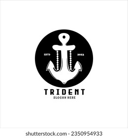 Vintage Poseidon Trident Logo Design