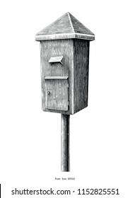 Vintage post box hand draw clip art isolated on white background