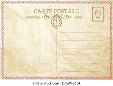 Vintage post card template. Vector illustration.