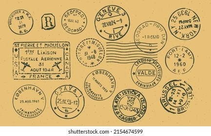 Vintage postage stamps collection of vector stamps