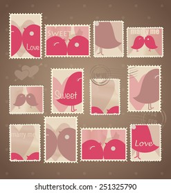 Vintage Postage Stamps. Vector Illustration.