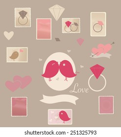 Vintage Postage Stamps. Vector Illustration.