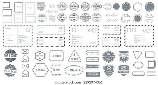 Vintage postage stamps. Vector set