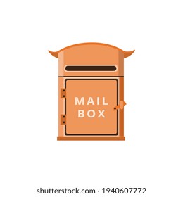 Caja de correo postal antigua de servicios postales, ilustración vectorial plana aislada.