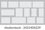 Vintage postal stamp collection with empty frames for background and design. Vector illustration of old mail templates