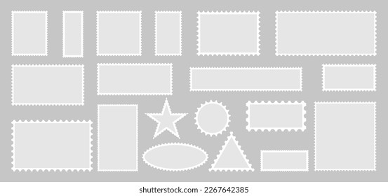 Vintage Postal Stamp Vector Collection for Creative Projects.Set of Vintage blank postage stamps for your design.