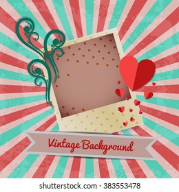 Vintage postcard background. Blank template. Vector illustration.