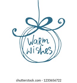 vintage postcard, background with hand written typography and hand drawn wreath.