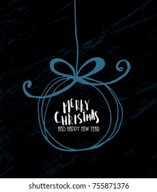 vintage postcard, background with hand written typography and hand drawn wreath.