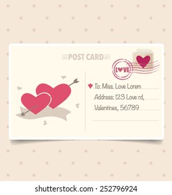 Vintage postcard background and Postage Stamps - for wedding card design, invitation card design, congratulation card design, scrapbook design